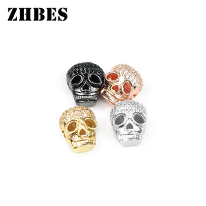 2pcs Skull CZ Copper Ball Charm Spacers for Jewelry Making