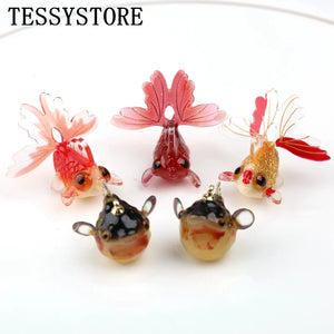 2pcs Goldfish Puffer Fish Acetate Acrylic Resin Pendant Jewelry Making Earrings