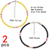 Polymer Clay Beads Anklet Set for Women Beach Bracelet Foot Chain Boho Jewelry