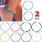 Polymer Clay Beads Anklet Set for Women Beach Bracelet Foot Chain Boho Jewelry