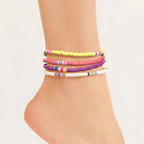 Polymer Clay Beads Anklet Set for Women Beach Bracelet Foot Chain Boho Jewelry