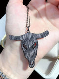 2pcs Golden Plated Micro Oxhead Pendant Chain Necklace