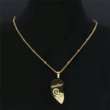 Mother Daughter Heart Necklaces Family Stainless Steel Charm Jewelry