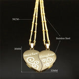 Mother Daughter Heart Necklaces Family Stainless Steel Charm Jewelry