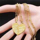 Mother Daughter Heart Necklaces Family Stainless Steel Charm Jewelry