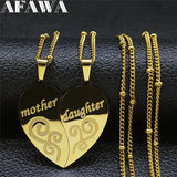 Mother Daughter Heart Necklaces Family Stainless Steel Charm Jewelry