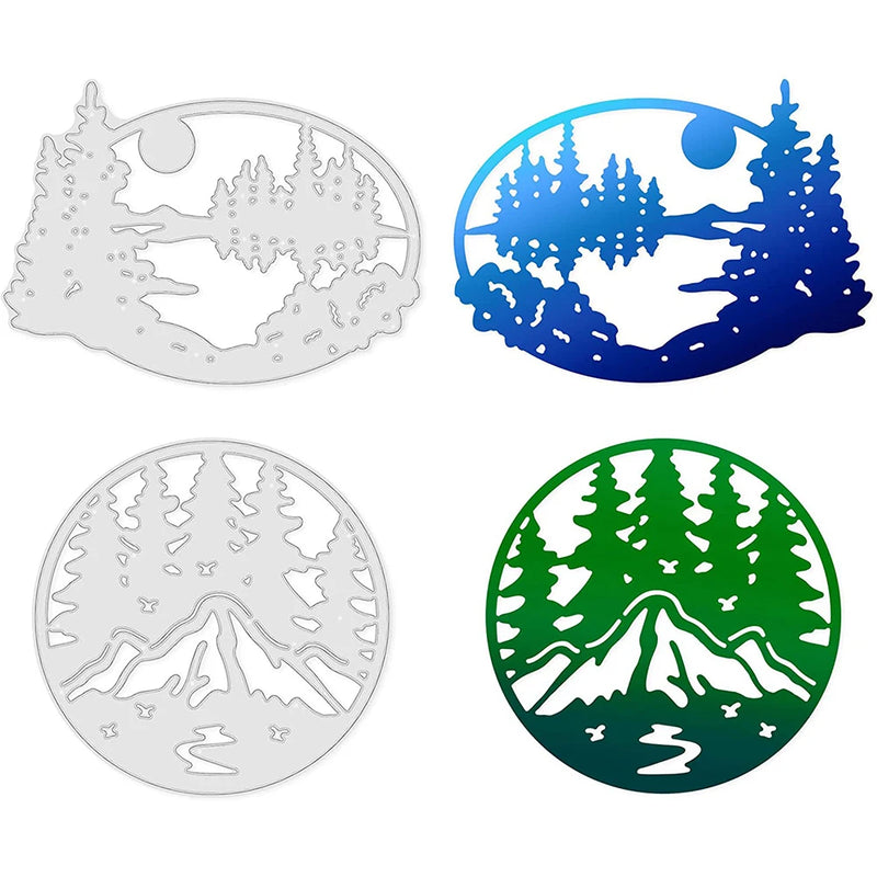 2pcs Mountain Forest Lake Cut Dies for Scrapbooking Cards Making Album