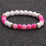2pcs Multicolor Agate Stone Bracelets Matte Bangels 8mm