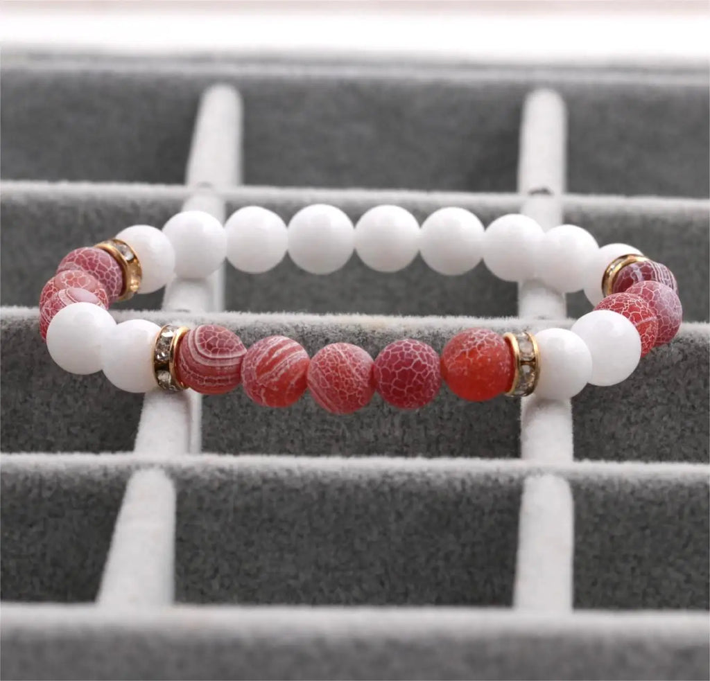 2pcs Multicolor Agate Stone Bracelets Matte Bangels 8mm