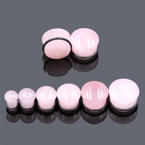 2pcs Pinky Stone Ear Plugs Gauges Flesh Tunnel Body Jewelry