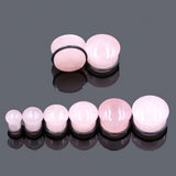 2pcs Pinky Stone Ear Plugs Gauges Flesh Tunnel Body Jewelry