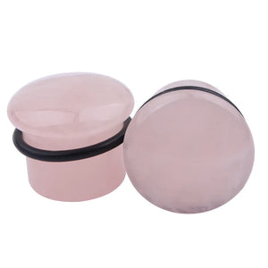 2pcs Pinky Stone Ear Plugs Gauges Flesh Tunnel Body Jewelry