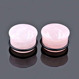 2pcs Pinky Stone Ear Plugs Gauges Flesh Tunnel Body Jewelry