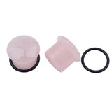 2pcs Pinky Stone Ear Plugs Gauges Flesh Tunnel Body Jewelry