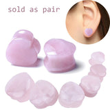 2pcs Pinky Stone Ear Plugs Gauges Flesh Tunnel Piercing Jewelry