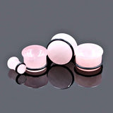 2pcs Pinky Stone Ear Plugs Gauges Flesh Tunnel Body Jewelry