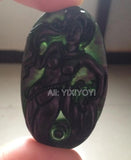 2pcs Green Stone Jade Carved Mermaid Lucky Pendant Necklace