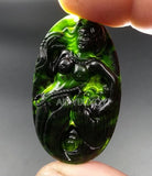 2pcs Green Stone Jade Carved Mermaid Lucky Pendant Necklace