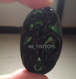 2pcs Green Stone Jade Carved Mermaid Lucky Pendant Necklace