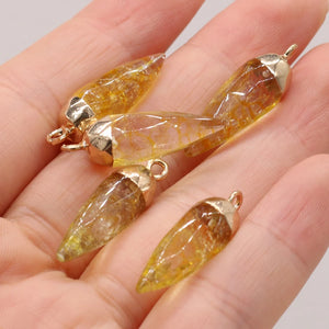 Natural Citrine Pendant Charms Agate Stone for DIY Jewelry Necklace Making