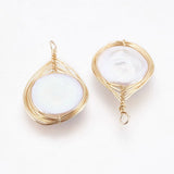 2pcs Pearl & Turquoise Pendant Brass Findings for Jewelry Making