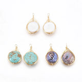 2pcs Pearl & Turquoise Pendant Brass Findings for Jewelry Making