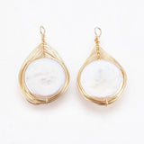 2pcs Pearl & Turquoise Pendant Brass Findings for Jewelry Making