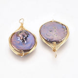 2pcs Pearl & Turquoise Pendant Brass Findings for Jewelry Making