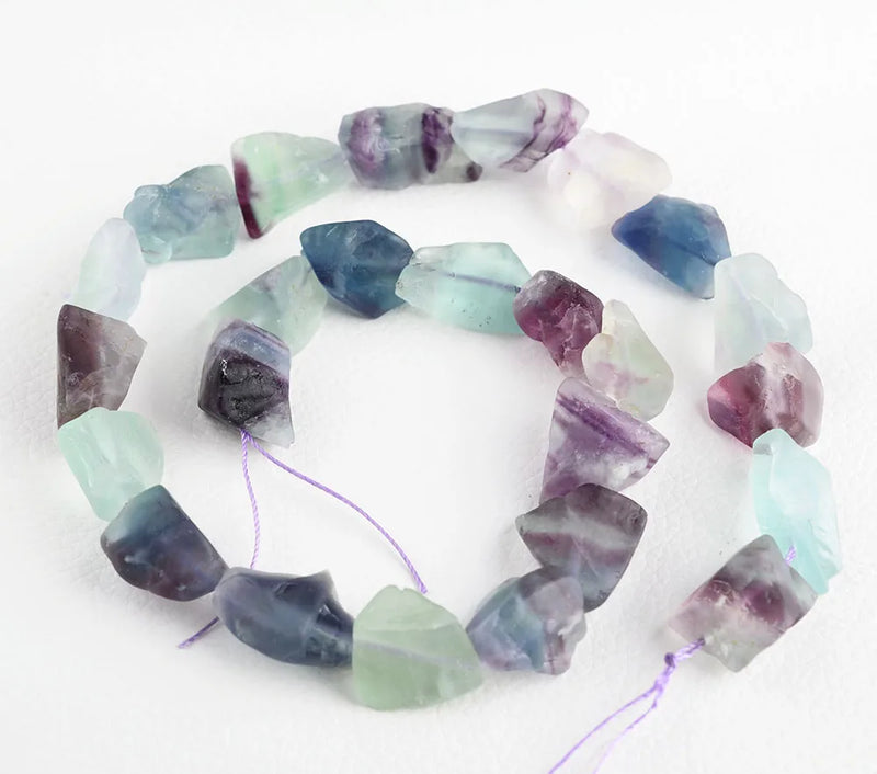 2pcs Natural Fluorite Irregular Stone Beads 13X18mm Strand 15.5''