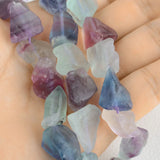 2pcs Natural Fluorite Irregular Stone Beads 13X18mm Strand 15.5''