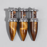 2pcs Gravel Stone Pendant Reiki Pendulum for Jewelry Making 16x51mm