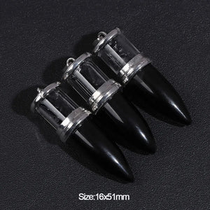 2pcs Gravel Stone Pendant Reiki Pendulum for Jewelry Making 16x51mm