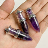 2pcs Gravel Stone Pendant Reiki Pendulum for Jewelry Making 16x51mm