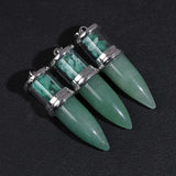 2pcs Gravel Stone Pendant Reiki Pendulum for Jewelry Making 16x51mm