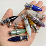 2pcs Gravel Stone Pendant Reiki Pendulum for Jewelry Making 16x51mm