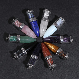 2pcs Gravel Stone Pendant Reiki Pendulum for Jewelry Making 16x51mm