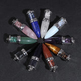 2pcs Gravel Stone Pendant Reiki Pendulum for Jewelry Making 16x51mm