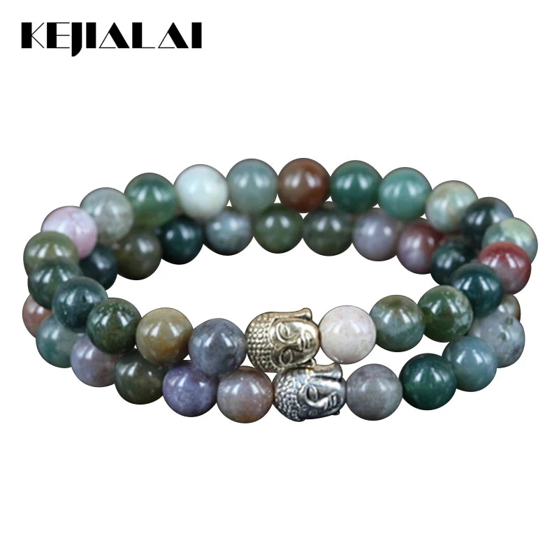 Natural Stone Beads Bracelet with Buddha Head Charm