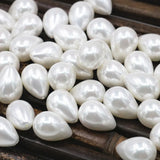 2pcs Pearl Shell Teardrop Half Drilled Hole Earring Beads 15x21mm