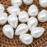 2pcs Pearl Shell Teardrop Half Drilled Hole Earring Beads 15x21mm