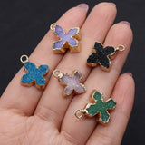 2pcs Pink Flower Quartz Crystal Pendant Necklace Charm Gemstone Accessories