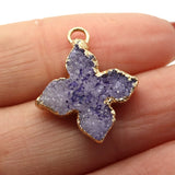 2pcs Pink Flower Quartz Crystal Pendant Necklace Charm Gemstone Accessories