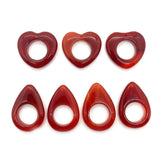 2pcs Red Agate Stone Large Hole Love Teardrop M Pendant for DIY Jewellery