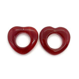 2pcs Red Agate Stone Large Hole Love Teardrop M Pendant for DIY Jewellery