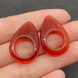 2pcs Red Agate Stone Large Hole Love Teardrop M Pendant for DIY Jewellery