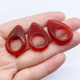 2pcs Red Agate Stone Large Hole Love Teardrop M Pendant for DIY Jewellery