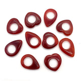 2pcs Red Agate Stone Large Hole Love Teardrop M Pendant for DIY Jewellery