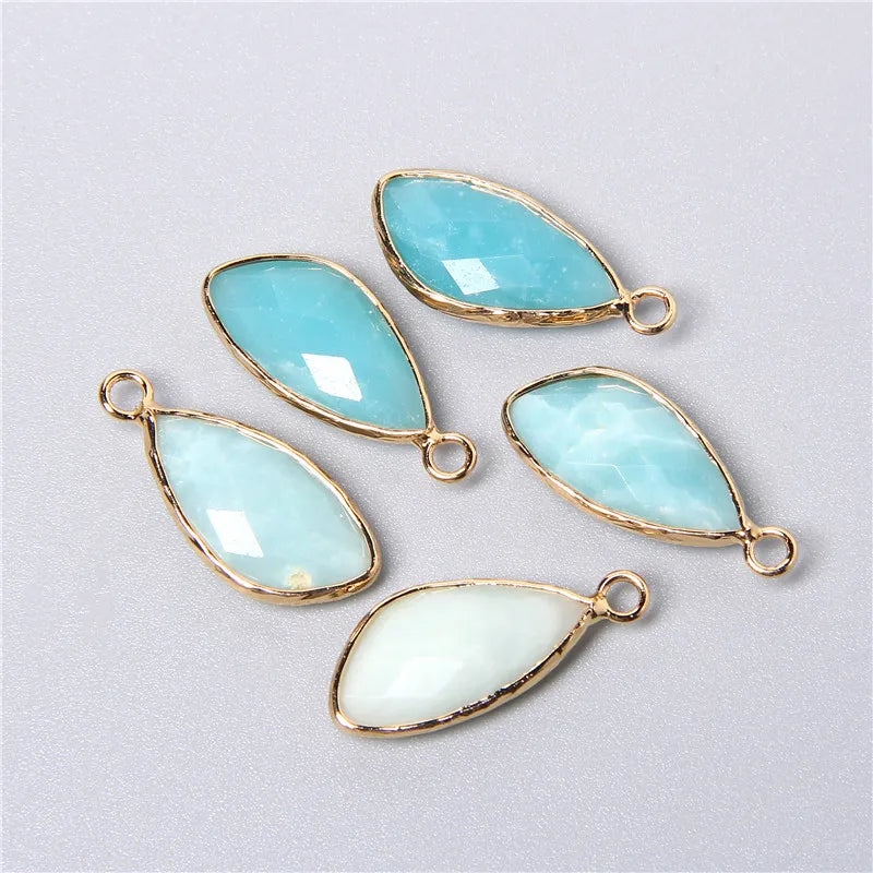 2pcs Rose Quartz Labradorite Amethysts Stone Charm Pendant for Jewelry Making