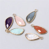 2pcs Rose Quartz Labradorite Amethysts Stone Charm Pendant for Jewelry Making