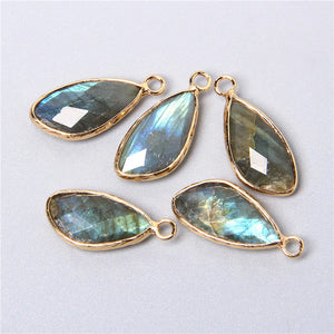 2pcs Rose Quartz Labradorite Amethysts Stone Charm Pendant for Jewelry Making